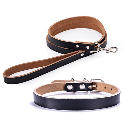 Adjustable Dog Collars Genuine Leather Pet Dog Collar Leash Lead For Small Medium Large Dogs Bulldog Pugs Beagle Dogs Supplies