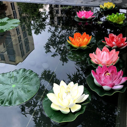 Uxcell 10PCS 10cm Aquarium Floating Artificial Flower Fake Lotus Plant Pond Micro Landscape Garden Fish Tank Tools Accessories