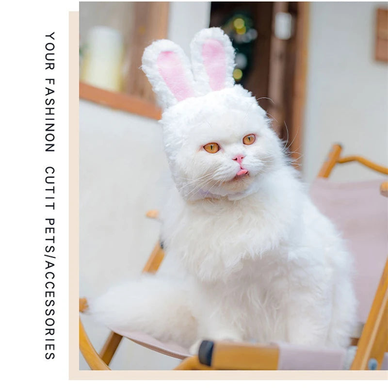 Plush Rabbit Ears Pet Dog Accessories Cosplay Cat Hat Winter Lovely New Year Christmas Puppy Headgear Soft Velvet Pet Supplies