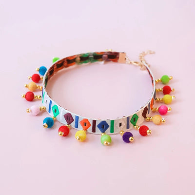 Personalized Pet Collar Colorized Polyester Kitten Necklace Lace Retro Ethnic Dog Accessories Bead Adjustable Puppy Products