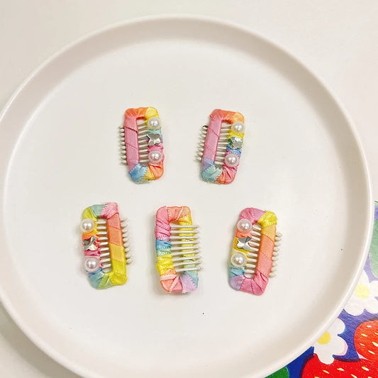 European Fashion Hair Accessories For Cats Rainbow Color Pearl York Dog Hairpins Long Hair Animal Comb Fancy Girl Pet Supplies