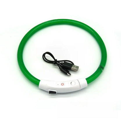 40/50/70cm Led Dog Collar USB Rechargeable Pet Dog Night Luminous Charge Collar Glowing Necklace Collar Safety Night Light