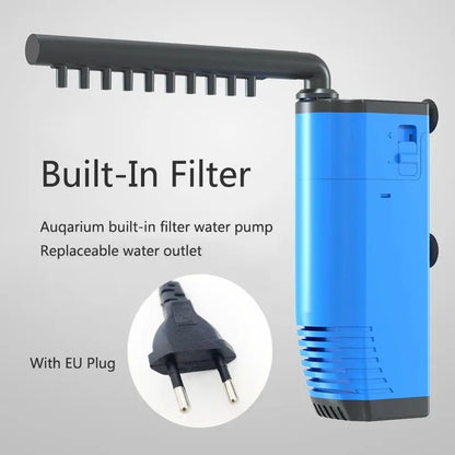 220V Aquarium Fish Tank Built-in Filter Aeration Water Purifier Internal Submersible Pump Oxygenation Filter Pump For Fish 3W