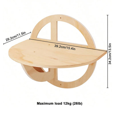 Cat Tree Wall Mounted Climbing Shelves Wooden Hammock with Ladder and Cats Perch Sleeping Pet Indoor Playground Pet Furniture