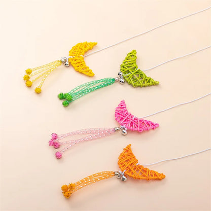 Cat Toy Cat Teaser Sticks Wooden Cat Stick Moon Rattan Molar Bite-resistant Cat Stick Cat Toy
