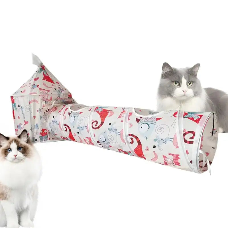 Cat Play Tunnel Folding Interactive Bunny Tent Tunnel Foldable Cat Tent Tubes Portable Indoor Outdoor Kennel Cat Tunnel Tube Toy
