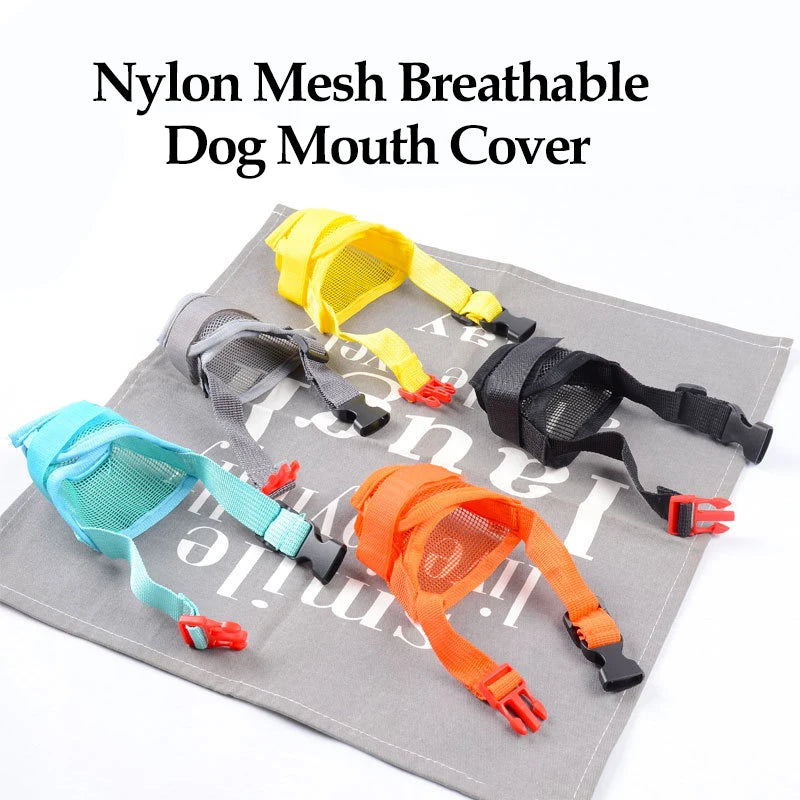Nylon Mesh Breathable Dog Mouth Cover Quick Fit Dog Muzzle with Adjustable Straps Pet Mouth Cover Prevent Biting Dog Accessories