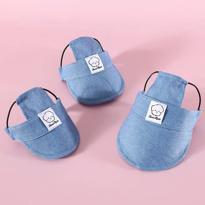 Dog Hat with Ear Holes Fashionable Denim Dog Baseball Outdoor Cap Adjustable Summer Travel Sport Hat for Small Medium Large Dogs