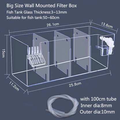 4 in 1 Fish Tank External Filter Box Acrylic Filter Dry and Wet Separation Small Silent External Suspend Aquarium Drip Overflow