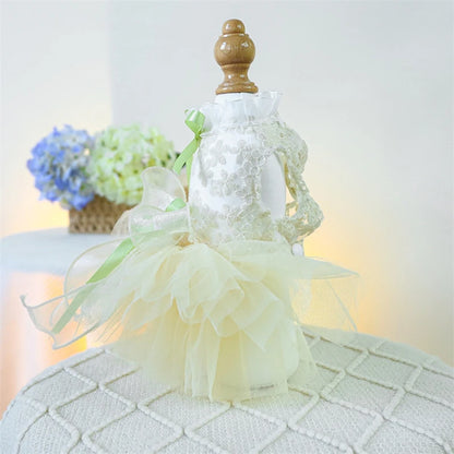 Summer White Puppy Veil Tutu Skirt Multi Layered Female Chihuahua Dresses for Sphinx Cat Wedding Party Small Medium Dog Clothes