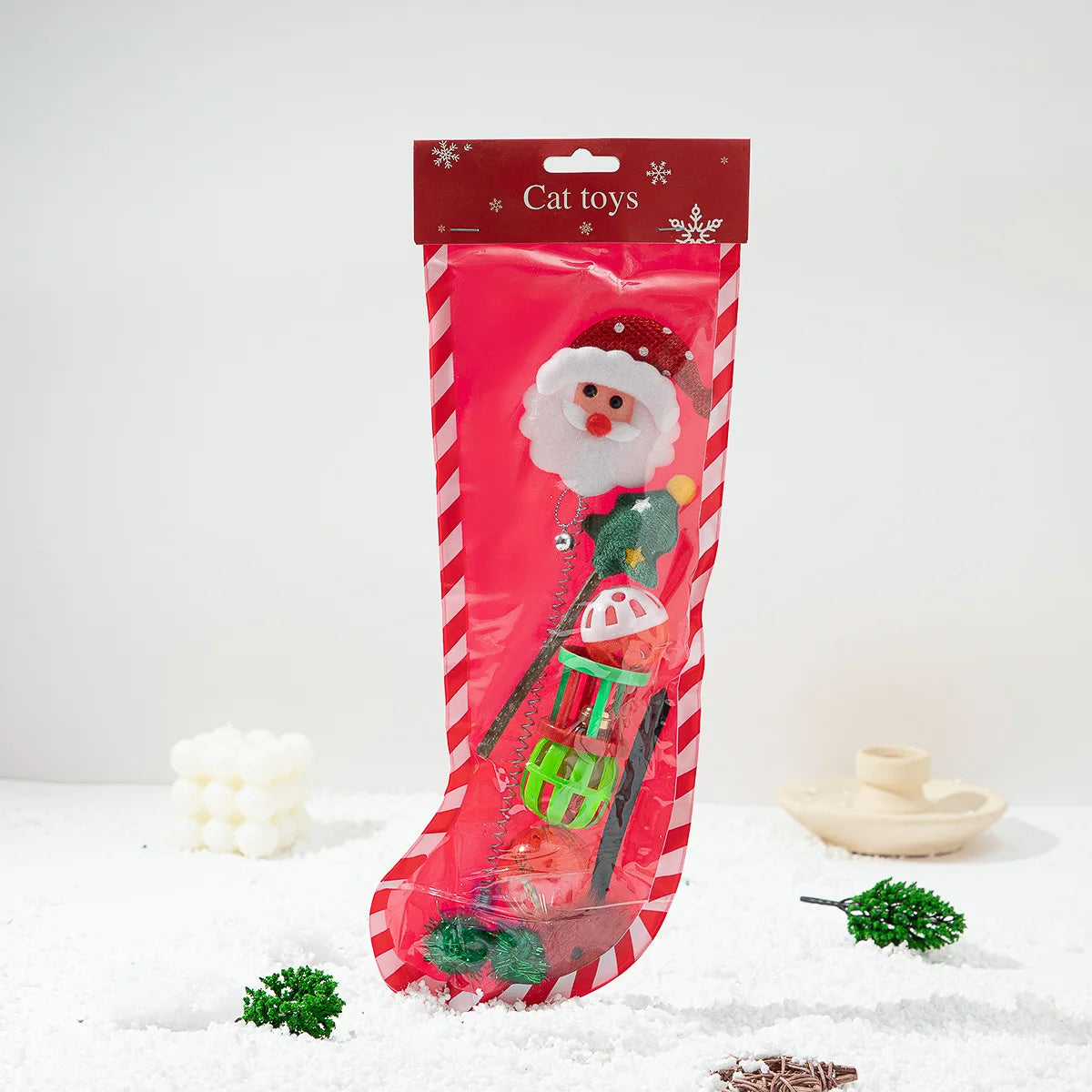 Cat Toy Cat Teaser Sticks Christmas Cat Toy Set New Product Cat Fun Stick Bell Ball Fun Interactive Pet Supplies