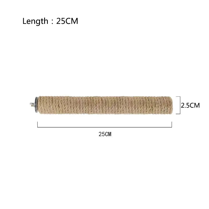 Natural Hemp rope Weaving Pet Bird Stand Parrot Raw Wood Fork Tree Branch Stand Rack Birds Hamster Branch Perches Chew Bite Toys