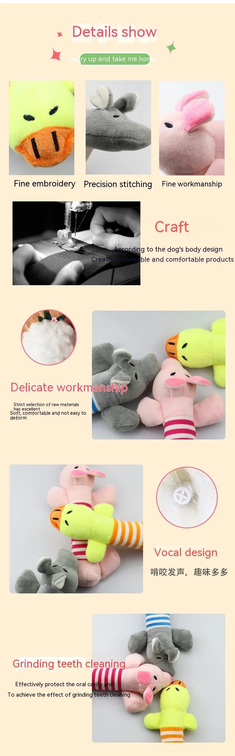 Best Pet Supplies Dog Toy Cute No Stuffing Duck with Soft Squeaker Fun for Indoor Puppies Senior Pups Plush No Mess Chew Play