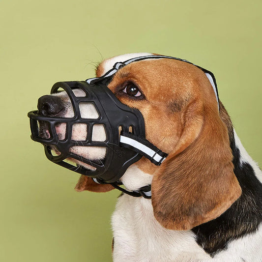 Dog Muzzle Adjustable Soft & Durable Breathable Basket Muzzle Prevents Dog Biting Chewing & Scavenging Allows Panting & Drinking