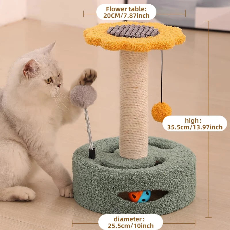 HOOPET Cat Climbing Frame Small Sisal Teasing Pet Toys Scratching Board Claw Grinding Cat Toys Carousel Type Cat Climbing Frame