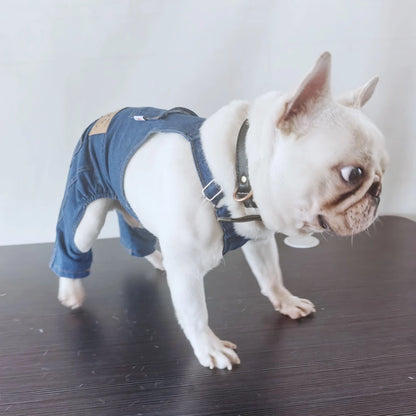 Dog Jeans Jumpsuit for Small Medium Large Dogs Adjustable Pet Denim Clothes Costumes Vintage Washed Dog Pants Overall for Dogs