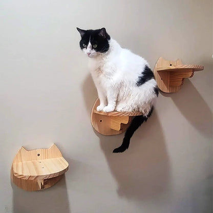 Cat Hammock Set Wall Mounted Cat Climbing Wooden Shelves and Jumping Platform Scratching Post for Cat Playing and Sleeping