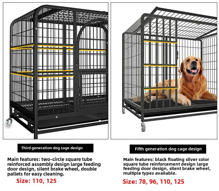 Dog Cage Small Medium Large Dog Square Tube Dog Cage Bold Iron Pet Dog Dog Cage Dog House Teddy Golden Retriever Supplies