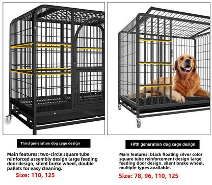 Dog Cage Small Medium Large Dog Square Tube Dog Cage Bold Iron Pet Dog Dog Cage Dog House Teddy Golden Retriever Supplies