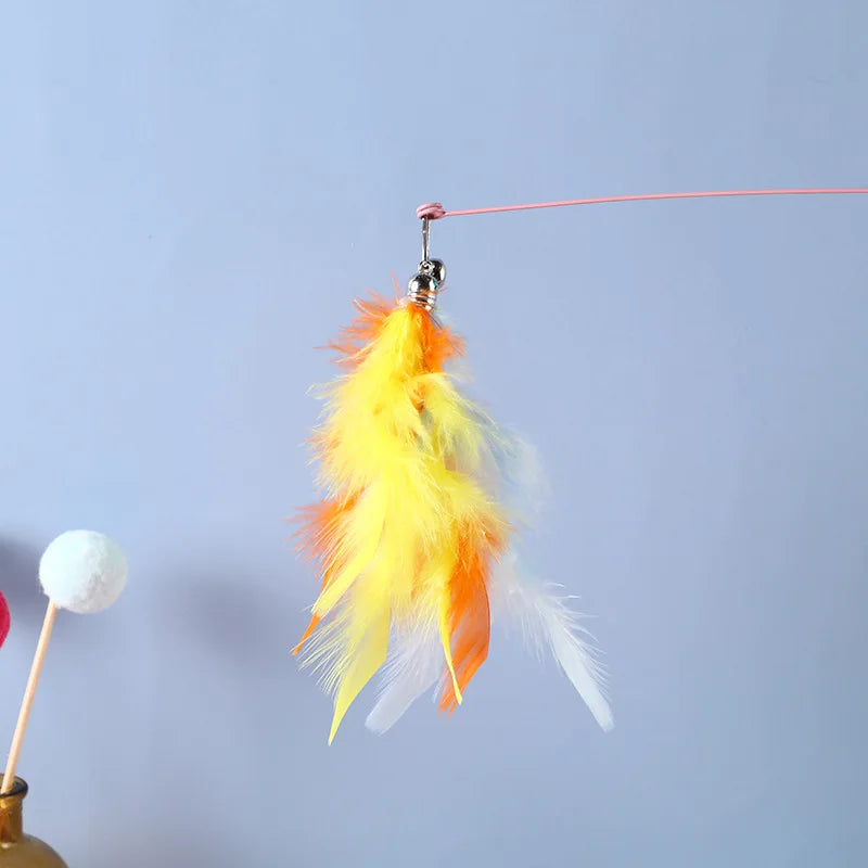Cat Feather Toy Accessories False Mouse Worm Toy with Bell Kitten cat Toys Interactive Replacement Refill Foam Ball Training