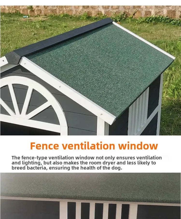 Dog House Outdoor Solid Wood Kennel Outdoor Rain and Sun Protection Dog House Medium and Large Kennel Dog Villa Wooden Pet Nest