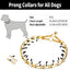 Gold Dog Collar Choker with Comfort Rubber, Stainless Steel Pet Prong Collar, Adjustable Metal Necklace for Medium and Large Dog