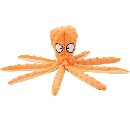 Squeaky Dog Toy Octopus Toy for Aggressive Chewers Tough No Stuffing Plush Crinkle Interactive Pet Toys for Puppy and Large Dogs