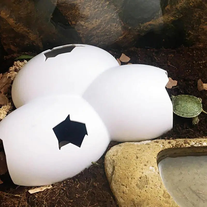 Gecko Hide Egg Shape Reptile Simulation Rock Cave Hideouts, Bearded Dragon Hideout Decorative Ornament for AquariumsTerrariums
