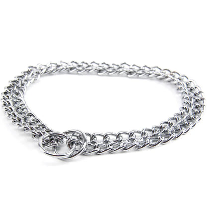 Chain Dog Training Choke Collar Adjustable Double Row Stainless Steel Chain Slip Collar Strong & Durable Dog Slip P Chain Collar