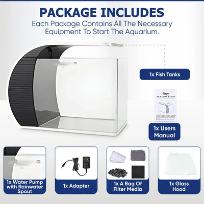 Wholesale Hygger 5 Gallon 19L Eco-Friendly Glass Aquarium Fish Tank with LED Lights and Filter Pump