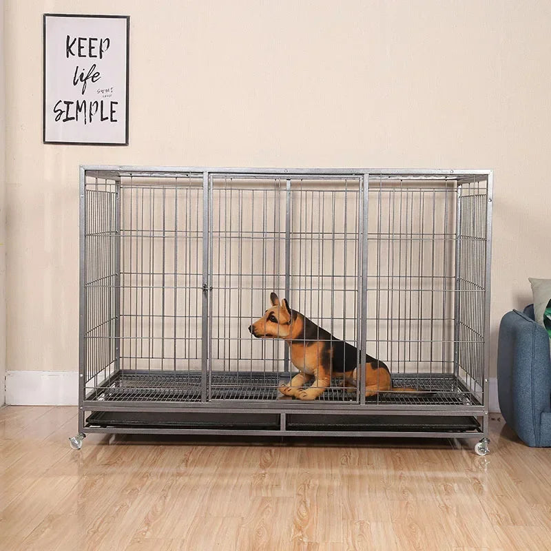 Manufacturer wholesale new pulley pet cage 160 * 94 * 110cm large reinforced stainless steel square tube practical dog cage