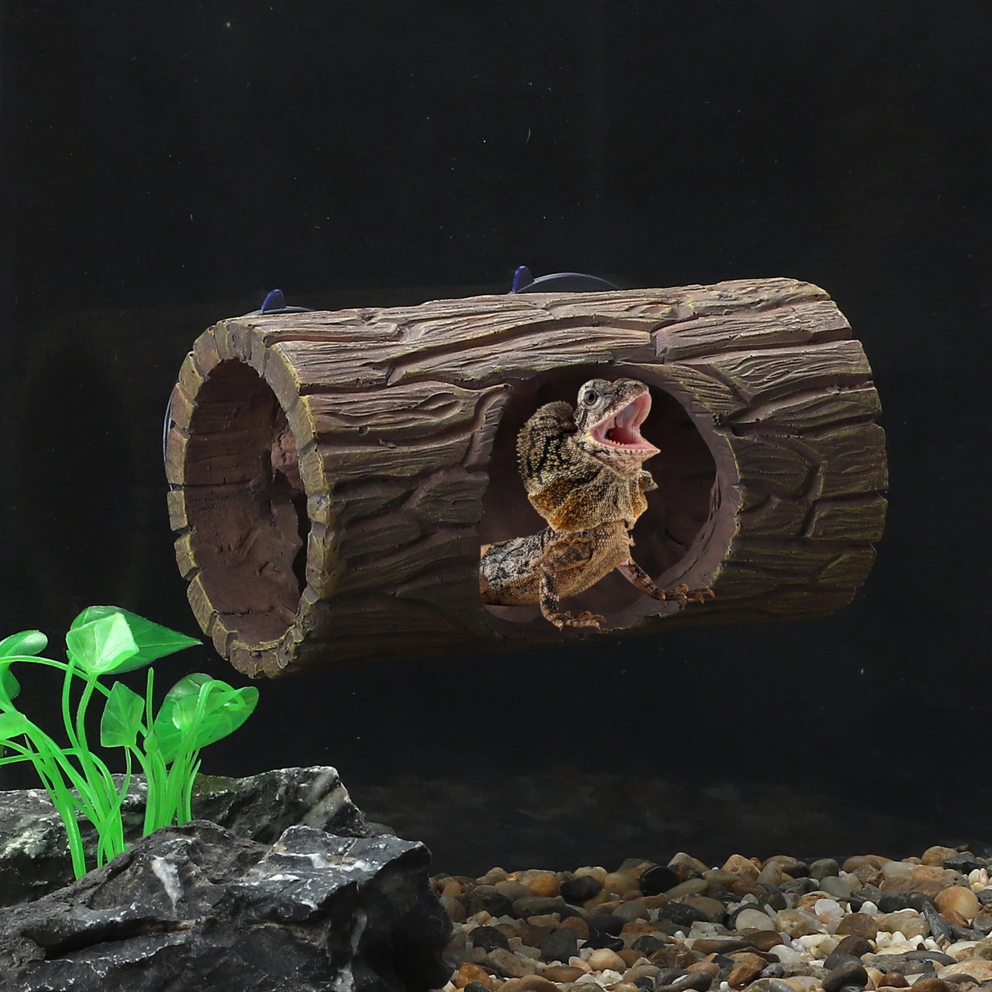 UXCELL Pets Reptile Hide Cave Habitat Shelter Resin Tree Reptile Artificial Woods with 2pcs Suction Cup Habitat Decoration