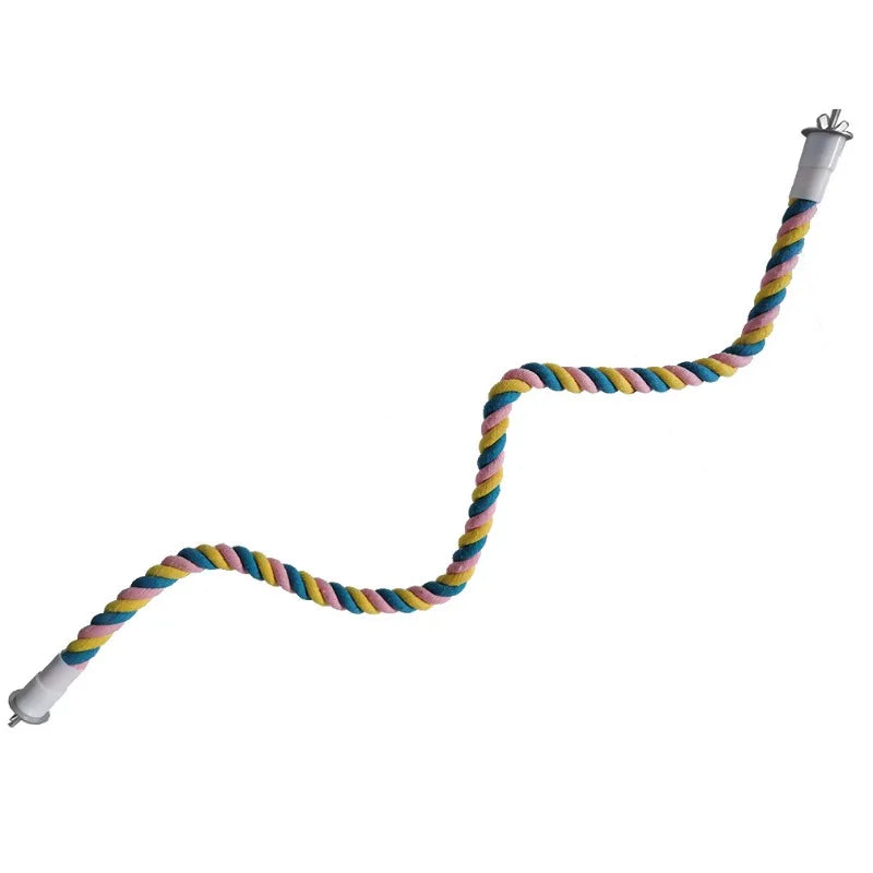 Pet Bird Bite Toys Parrot Color Cotton Rope Toys Elastic Parrot Climbing Toys Sturdy Bird Swing Harness Cage Pet Toy Swing Stand