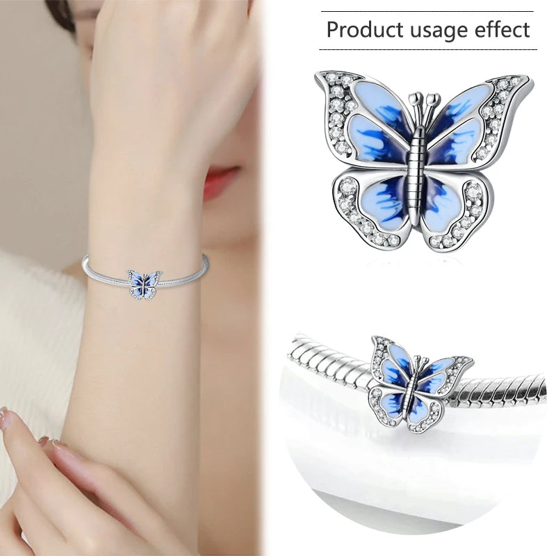 New 925 Sterling Silvering Butterfly Bees Bird Charm of ley 925 Chain Beaded Fit Original Pandora Bracelet DIY Ladies Jewelry
