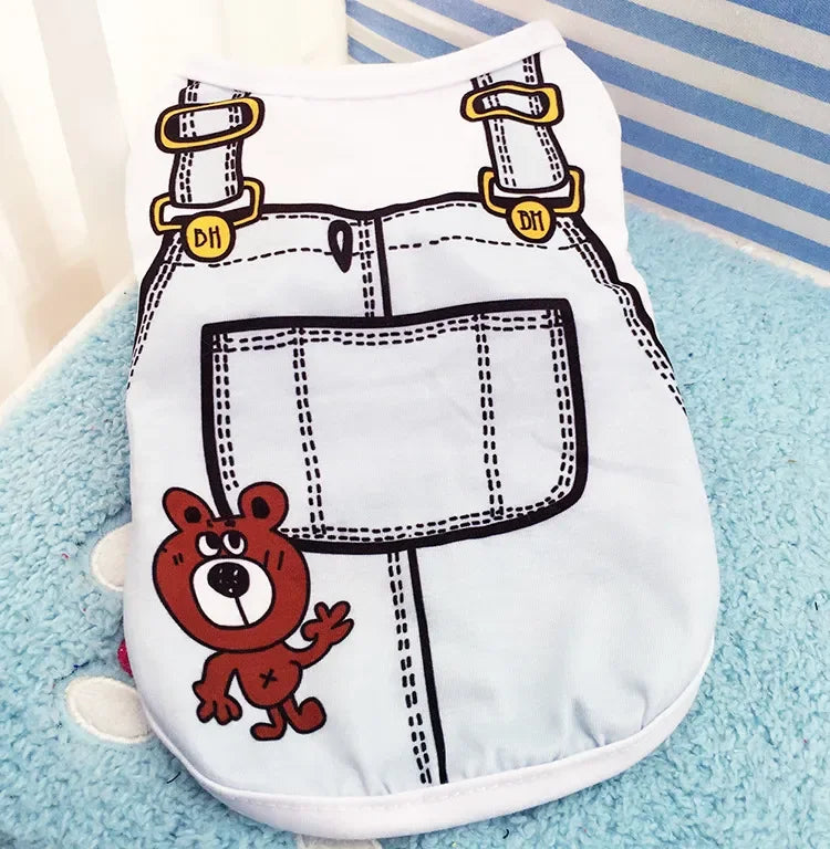 Wholesale Small Pet Dog Clothes Vest Down Jacket Cartoon Cute Chihuahua Tshirt Puppy Yorkshire Terrier Puppy Bulldog Ropa Perro