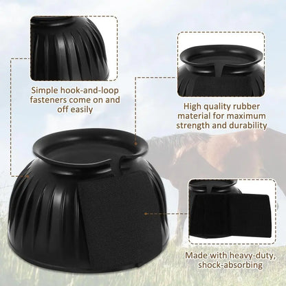 2pcs Horse Bell Boots Rubber No-Turn Horse Bell Boots Soft Equine Boots Protective Gear Accessories for Training Equipment