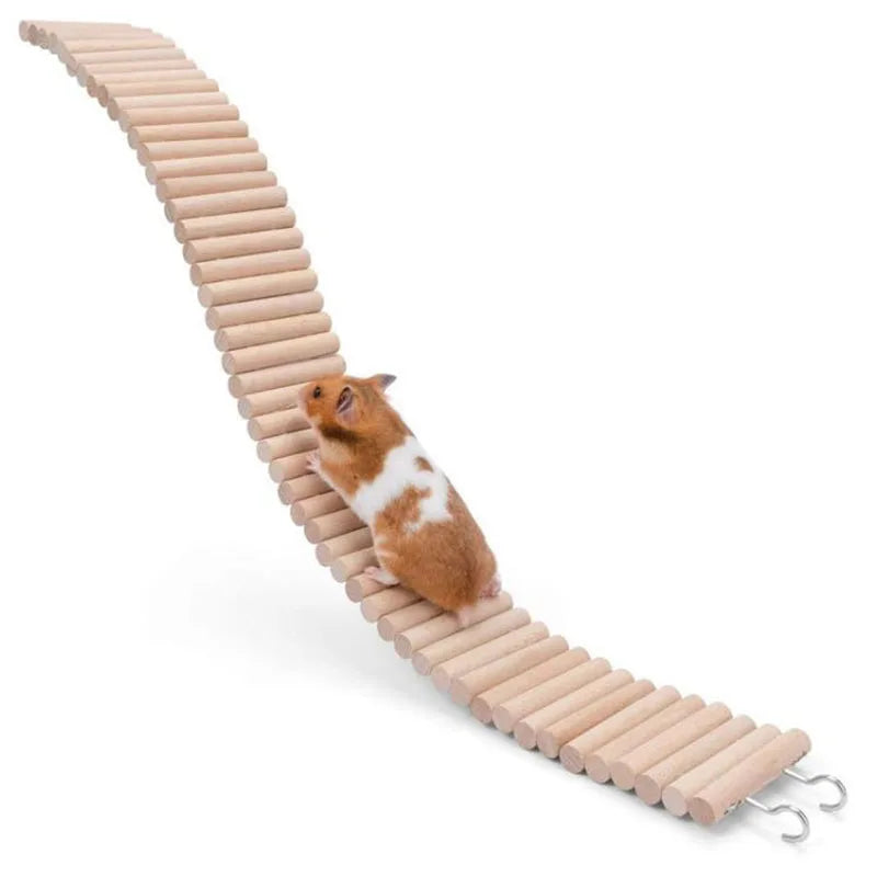 Smooth Wooden Hamster Ladder Climbing Ropeway Hamster Toy Pet Training Round Boardwalk Parrot Boardwalk Parrot Toy Bird Supplies