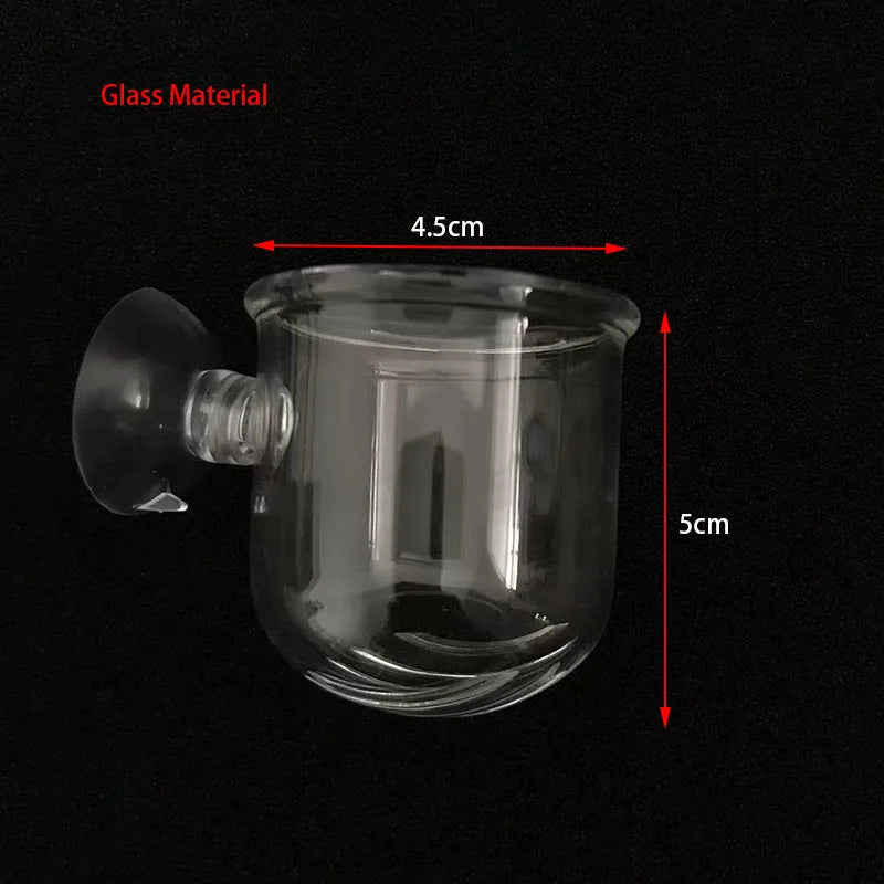 1Pc Glass Aquarium Feeder Hanging Fish Tank Mini Crystal Pot Polka Water Potted Planting Cylinder Cup Aquarium Decor Accessories