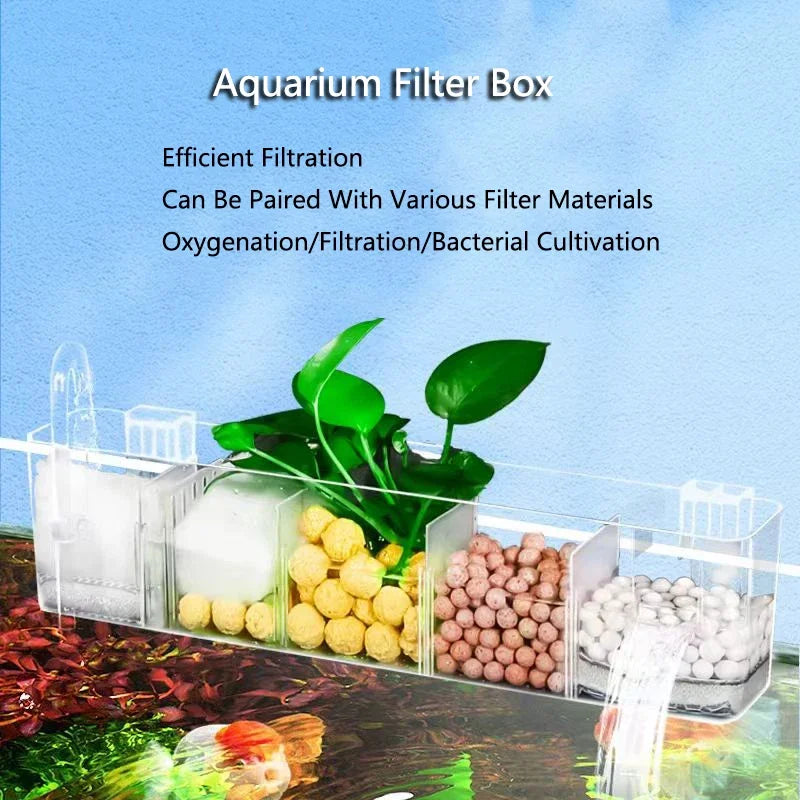3in1 Fish Tank External Filter Box Plastic Filter Dry and Wet Separation Small Silent External Suspend Aquarium Drip Overflow
