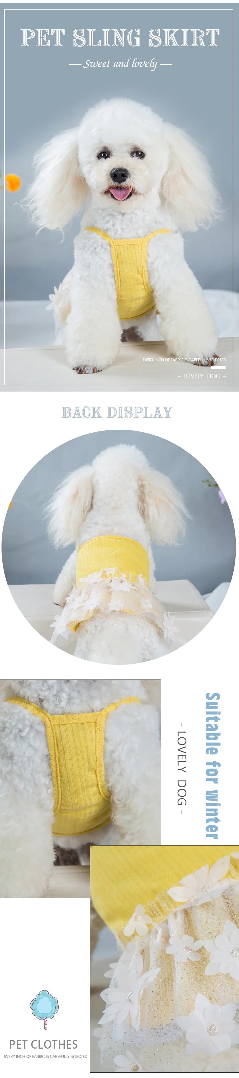 Floral Lace Dog Cat Dress Vest Flowers Design Pet Puppy Shirt Skirt Princess Halter Dress Mesh Gauze Bouffant Dress Pet Clothes