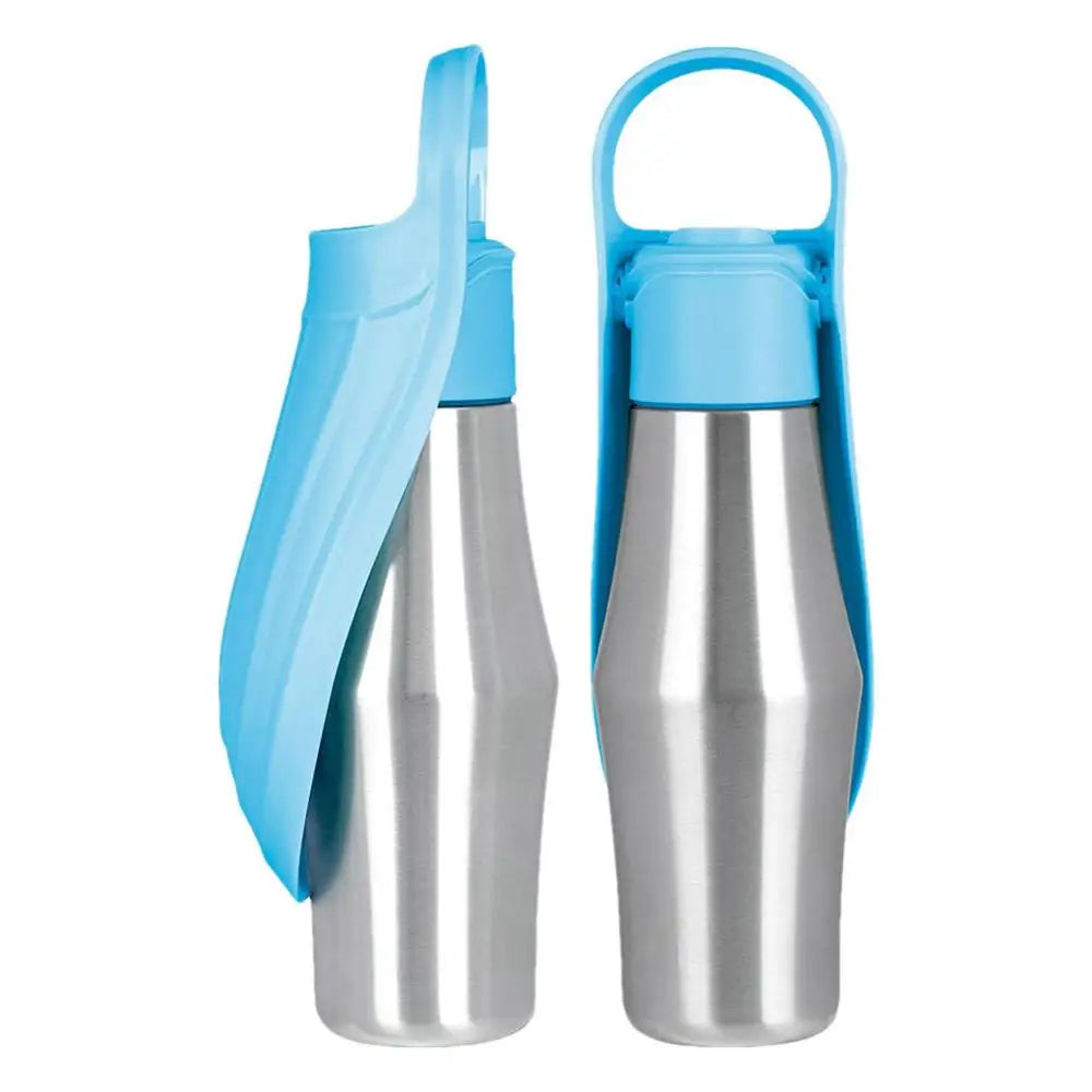 Portable Water Bottle For Dogs 27oz Stainless Steel Travel Water Dispenser Pet Accessories 2 In 1 Dog Water Bowl For Most Sizes