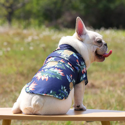 Summer Dog Shirt Hawaiian Beach Pet Clothing Coconut Tree Flower Print Puppy T-Shirt for Small Dogs Cats Vest Camp Shirt for Pug