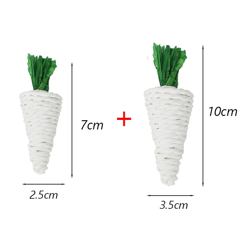 Natural Paper Rope Rabbit Puzzle Toy Grass Weaving Radish Carrot Shape Pet Accessories Guinea Pig Chinchillas Small Animals Toys