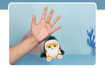 12cm Cartoon Cute Shark Fried Shrimp Cat Plush Doll Pendant Charm Package Pendant
