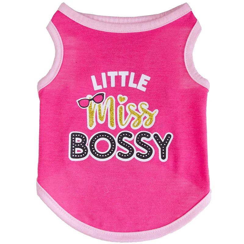 Summer Cotton Puppy Dog Vest Shirt Letter Print Pet Clothes for Small Dogs Chihuahua Pinscher Yorkshire Shirts mascotas Clothing