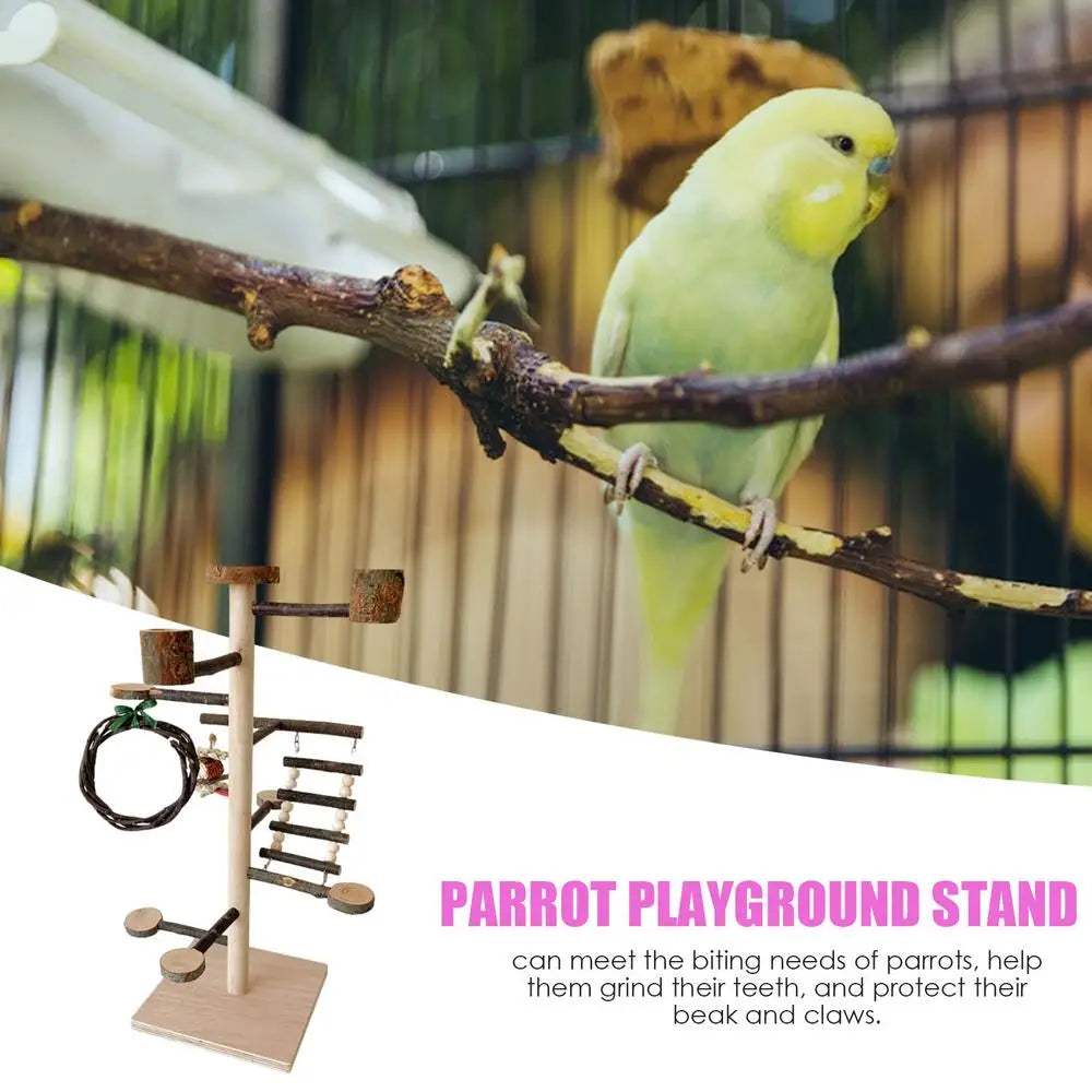 Bird Playground Parrot Play Stand Sturdy Wood Playstand For Parrots Bird Playground Training Wood Stand Perch For Cockatiel