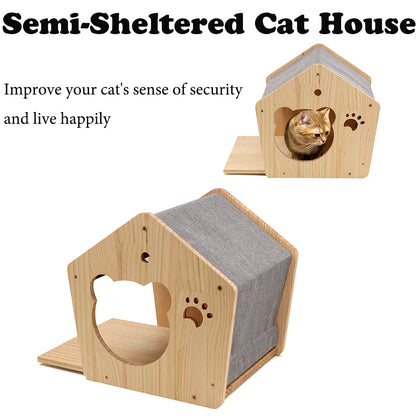 Wall Mounted Cat Tree Climbing Shelves For Cat Bridge and Cat House Bed & Sisal Scratching Post For Health of Cats Pet Furniture