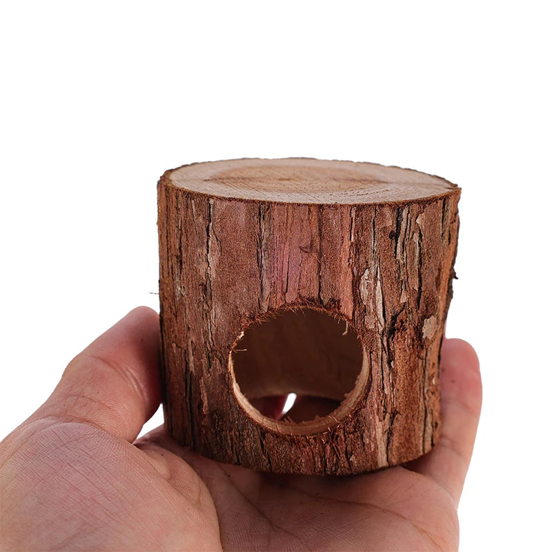 Hamster Natural Wooden Tunnels Tubes Bite-resistant Hideout Tunnel Molar Toy For Small Pet Toy Forest Hollow Tree Trunk