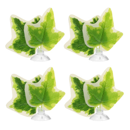UXCELL 2/4 Pcs Aquarium Artificial Plastic Plants Betta Fish Leaf Pad with Suction Cup Betta Bed Leaf Hammock Resting Hide Decor