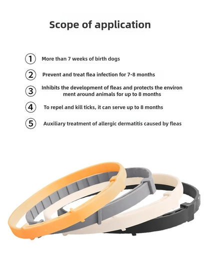Pet deworming collar, adjustable collar for dogs and cats, anti lice, fleas, ticks, pet collar supplies